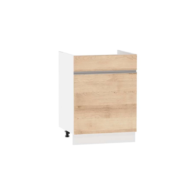 Waschbeckenunterschrank mit Schublade ADAMA - Breite 60 cm, Artisan-Buche/Weiß, Beine 10 cm