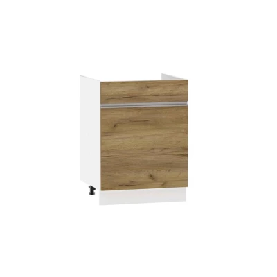 Waschbeckenunterschrank mit Schublade ADAMA - Breite 60 cm, Craft Eiche gold/weiß, Beine 10 cm