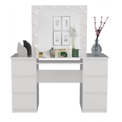 Schminktisch HOLLOW - weiß + Spiegel und LED-Beleuchtung GRATIS