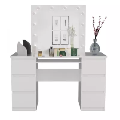 Schminktisch HOLLOW - weiß + Spiegel und LED-Beleuchtung GRATIS