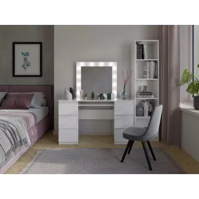 Schminktisch HOLLOW - weiß + Spiegel und LED-Beleuchtung GRATIS