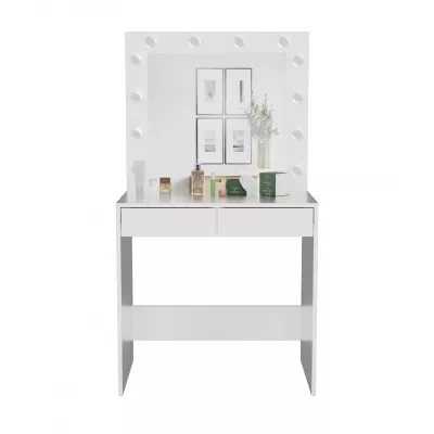 Schminktisch ROMERA - mattweiß + Spiegel und LED-Beleuchtung GRATIS