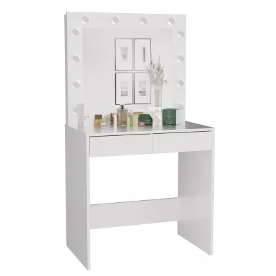Schminktisch ROMERA - mattweiß + Spiegel und LED-Beleuchtung GRATIS