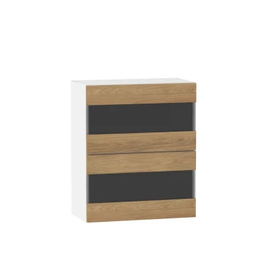 ADAMA Glasküchenschrank - Breite 60 cm, Hickory natur/weiß