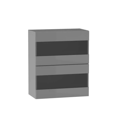 ADAMA Glasküchenschrank - Breite 60 cm, Hochglanzgrau/Grau