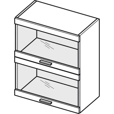 ADAMA Glasküchenschrank - Breite 60 cm, Hochglanzgrau/Grau