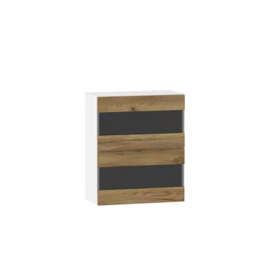 ADAMA Glasküchenschrank - Breite 60 cm, Craft Eiche Gold/Weiß