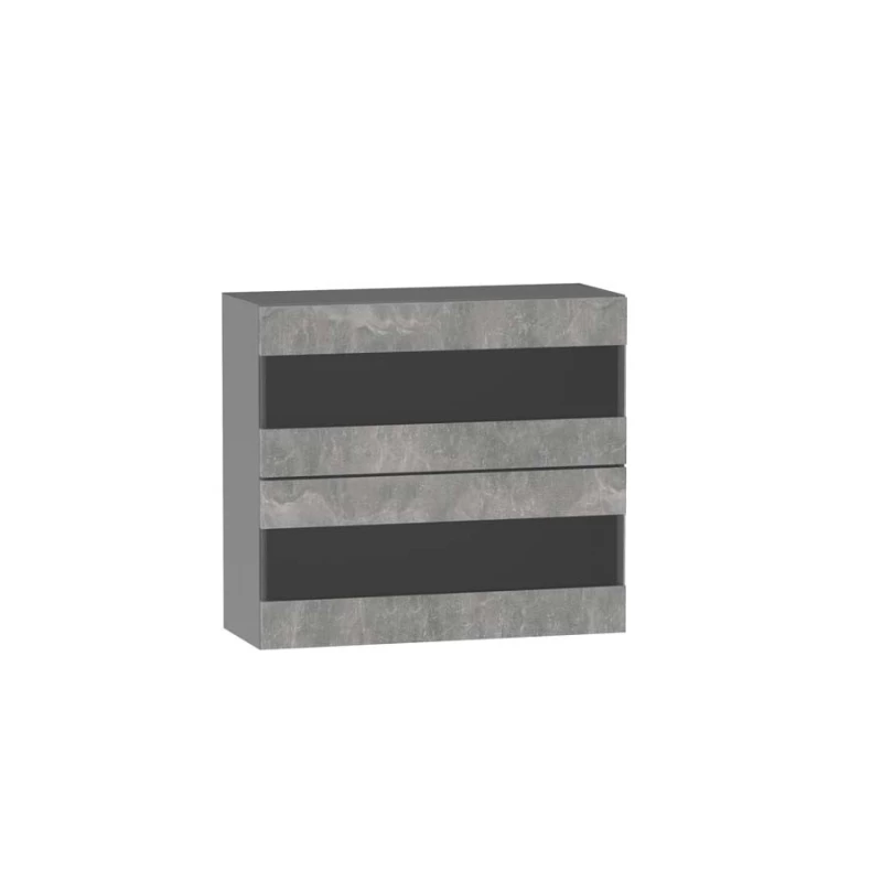 ADAMA Glasküchenschrank - Breite 80 cm, Beton Atelier hell/grau