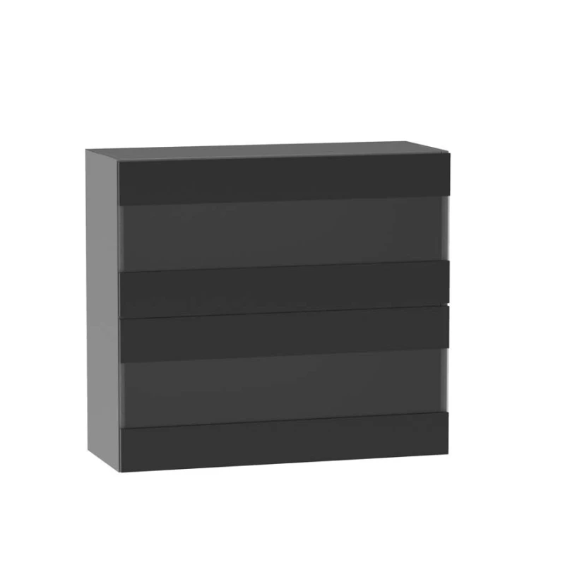 ADAMA Glasküchenschrank - Breite 80 cm, schwarz/grau