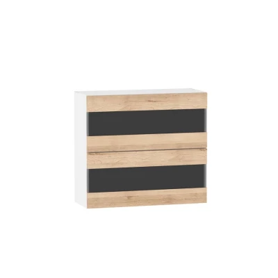 ADAMA Glasküchenschrank - Breite 80 cm, Artisan-Buche/Weiß