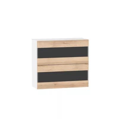 ADAMA Glasküchenschrank - Breite 80 cm, Artisan-Buche/Weiß