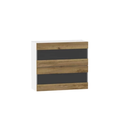ADAMA Glasküchenschrank - Breite 80 cm, Craft Eiche Gold/Weiß