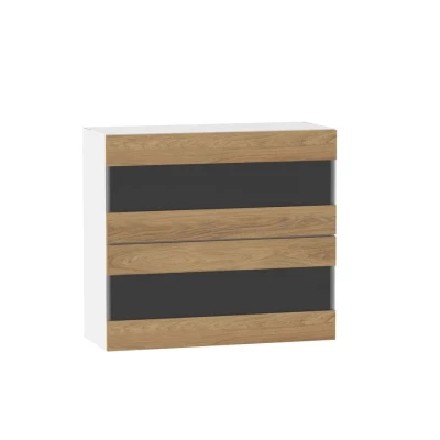 ADAMA Glasküchenschrank - Breite 80 cm, Hickory natur/weiß