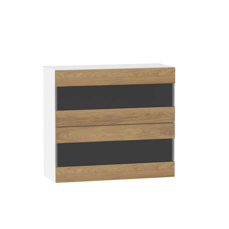 ADAMA Glasküchenschrank - Breite 80 cm, Hickory natur/weiß