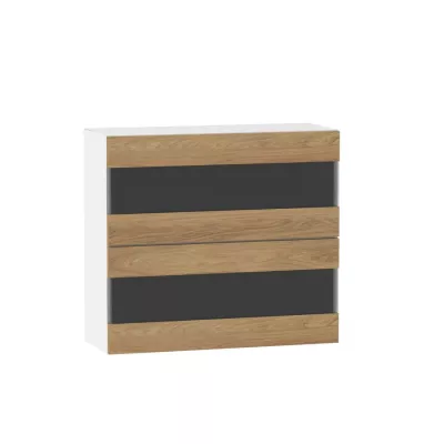 ADAMA Glasküchenschrank - Breite 80 cm, Hickory natur/weiß