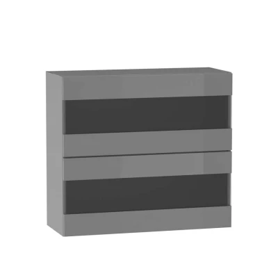 ADAMA Glasküchenschrank - Breite 80 cm, Hochglanzgrau/Grau