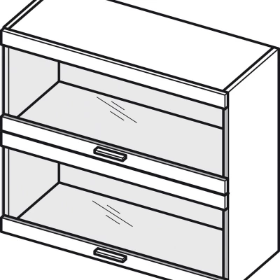 ADAMA Glasküchenschrank - Breite 80 cm, Hochglanzgrau/Grau