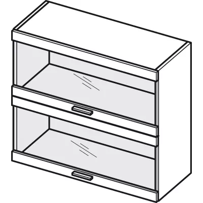 ADAMA Glasküchenschrank - Breite 80 cm, Hochglanzgrau/Grau
