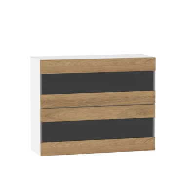 ADAMA Glasküchenschrank - Breite 90 cm, Hickory natur/weiß