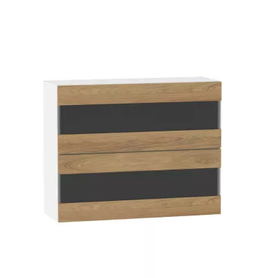 ADAMA Glasküchenschrank - Breite 90 cm, Hickory natur/weiß
