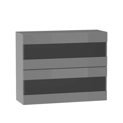 ADAMA Glasküchenschrank - Breite 90 cm, Hochglanzgrau/Grau