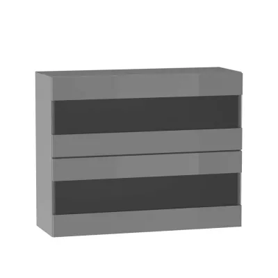 ADAMA Glasküchenschrank - Breite 90 cm, Hochglanzgrau/Grau