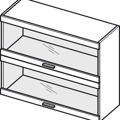 ADAMA Glasküchenschrank - Breite 90 cm, Hochglanzgrau/Grau