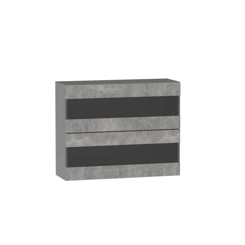 ADAMA Glasküchenschrank - Breite 90 cm, Atelierbeton hell/grau
