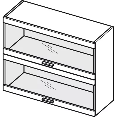 ADAMA Glasküchenschrank - Breite 90 cm, Weiß Hochglanz / Weiß