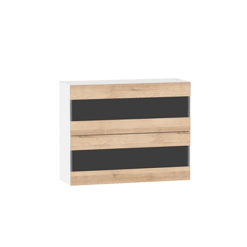 ADAMA Glasküchenschrank - Breite 90 cm, Artisan-Buche/Weiß
