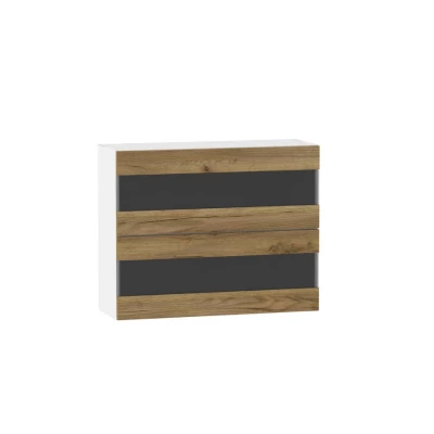 ADAMA Glasküchenschrank - Breite 90 cm, Craft Eiche Gold/Weiß