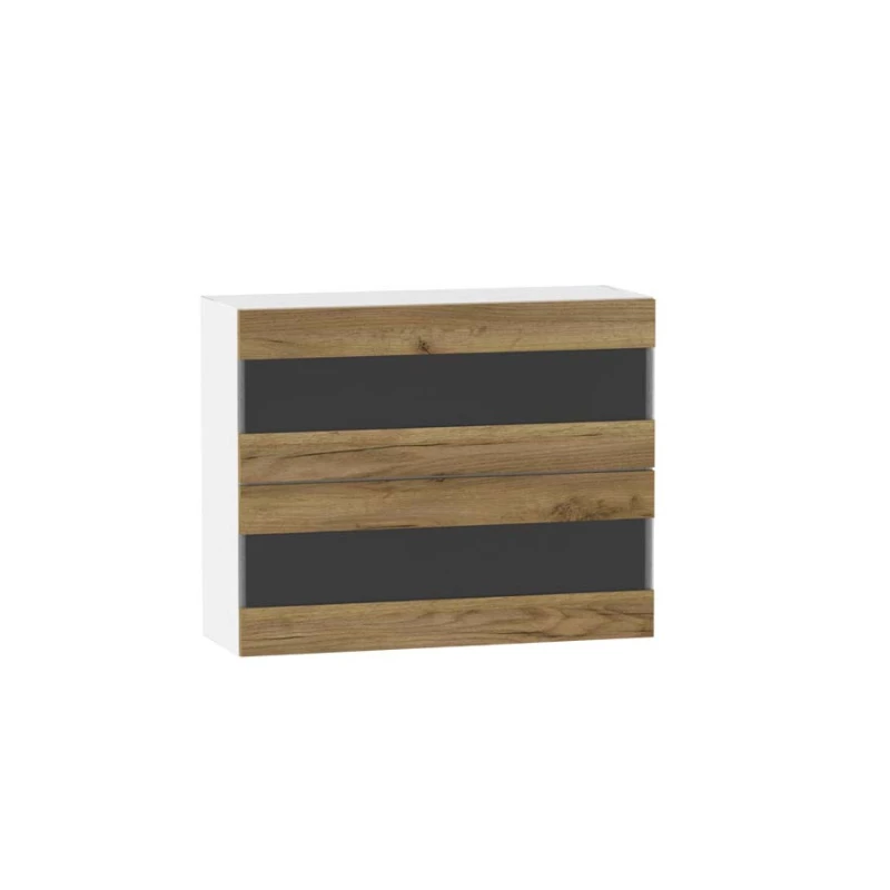ADAMA Glasküchenschrank - Breite 90 cm, Craft Eiche Gold/Weiß
