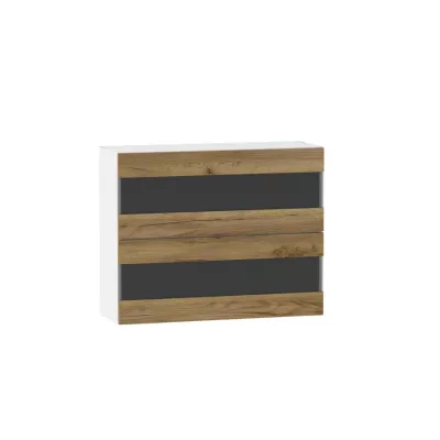 ADAMA Glasküchenschrank - Breite 90 cm, Craft Eiche Gold/Weiß