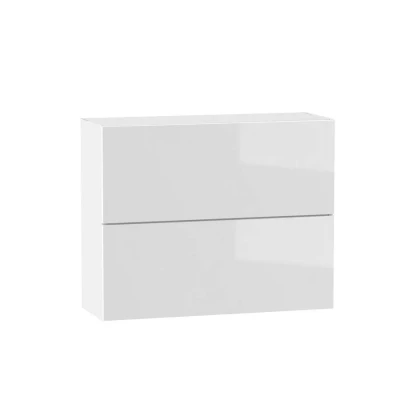 Zweitüriger Hängeschrank ADAMA - Breite 90 cm, Weiß Hochglanz/Weiß