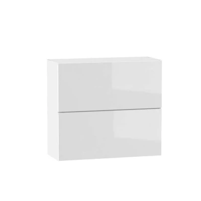 Zweitüriger Hängeschrank ADAMA - Breite 80 cm, Weiß Hochglanz/Weiß