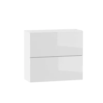 Zweitüriger Hängeschrank ADAMA - Breite 80 cm, Weiß Hochglanz/Weiß