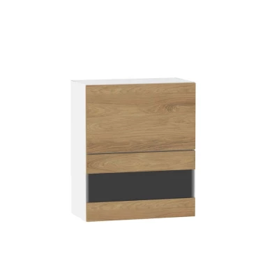 Glasaufsatzvitrine ADAMA - Breite 60 cm, Hickory natur / weiß