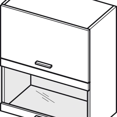 Glasoberschrank ADAMA - Breite 60 cm, Hochglanzgrau/Grau