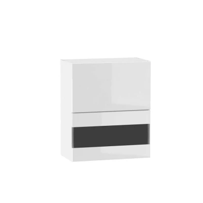 Glasoberschrank ADAMA - Breite 60 cm, weiß glänzend / weiß
