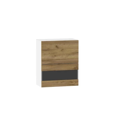 Glasaufsatzvitrine ADAMA - Breite 60 cm, Craft Eiche gold/weiß