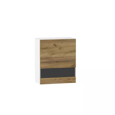 Glasaufsatzvitrine ADAMA - Breite 60 cm, Craft Eiche gold/weiß