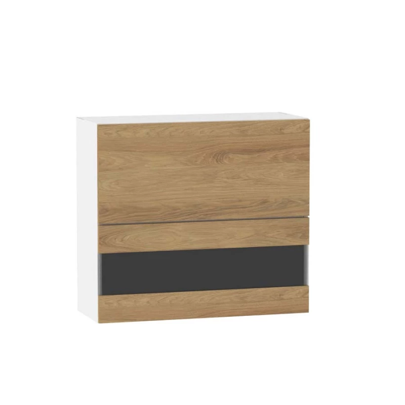 Glasaufsatzvitrine ADAMA - Breite 80 cm, Hickory natur / weiß