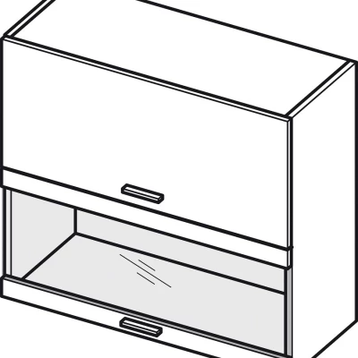 Glasoberschrank ADAMA - Breite 80 cm, Hochglanzgrau/Grau
