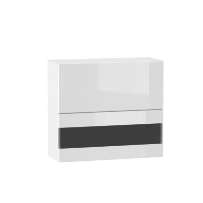 Glasoberschrank ADAMA - Breite 80 cm, weiß glänzend / weiß
