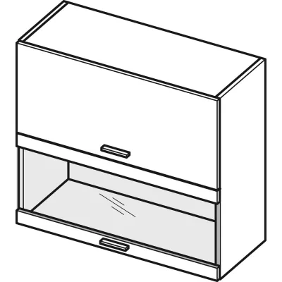 Glasoberschrank ADAMA - Breite 80 cm, weiß glänzend / weiß