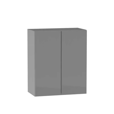 Oberer zweitüriger Schrank ADAMA - Breite 60 cm, Hochglanzgrau / Grau