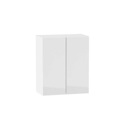 Oberer zweitüriger Schrank ADAMA - Breite 60 cm, weiß glänzend / weiß