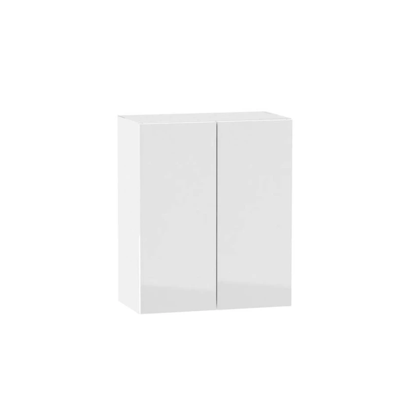 Oberer zweitüriger Schrank ADAMA - Breite 60 cm, weiß glänzend / weiß