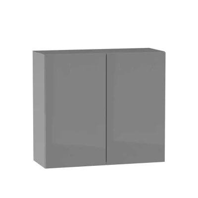Küchenoberschrank ADAMA - Breite 80 cm, Hochglanzgrau/Grau