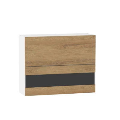 Glasaufsatzvitrine ADAMA - Breite 90 cm, Hickory natur / weiß